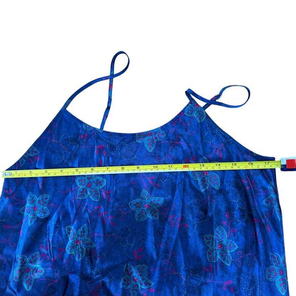 Valarie Stevens 90's Blue Floral Maxi Midi Slip Dress Size M Romantic Feminine - Picture 3 of 10